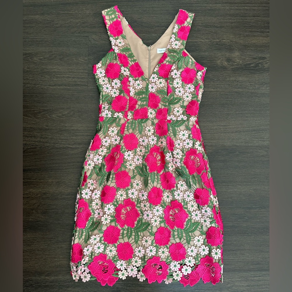 Dress the Population Pink and Green Floral Mini Dress